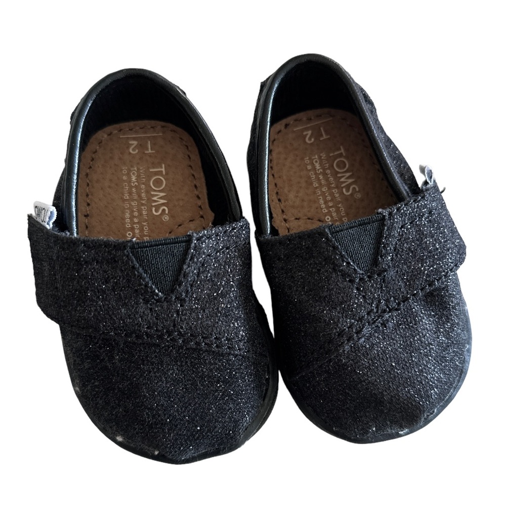 TOMS Tiny Black Glitter Alpargata